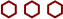 three red hexagons in a row